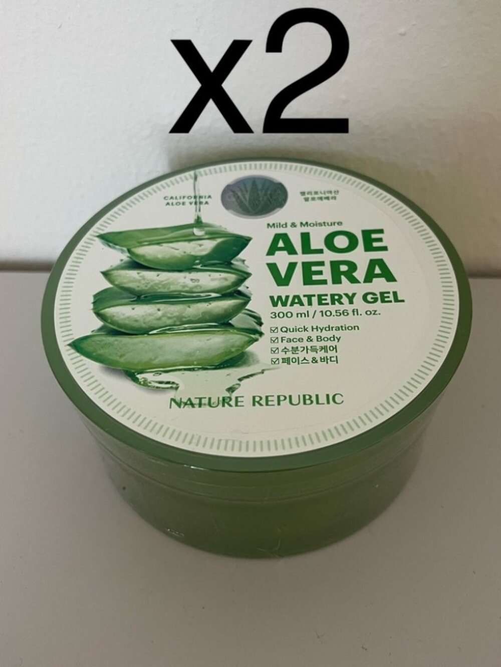 2X NATURE REPUBLIC - Korean Beauty Soothing Moisture Aloe Vera Gel 92% - 300ml
